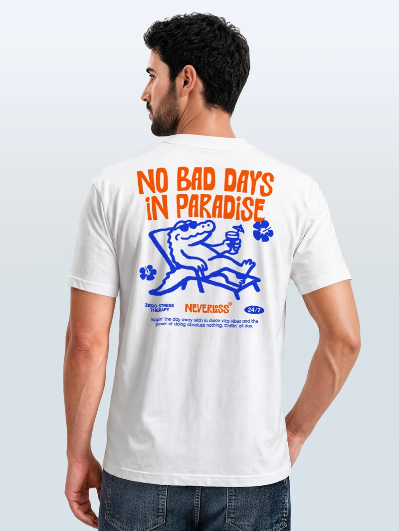 Herren T-Shirt Backprint - Design Paradise Krokodil - Baumwollshirt Männer Fashion Streetstyle Slim Fit