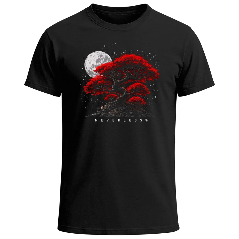 Herren T-Shirt Bonsai Baum Grafik Print Natur Illustration Ruhe Balance Fashion Streetstyle