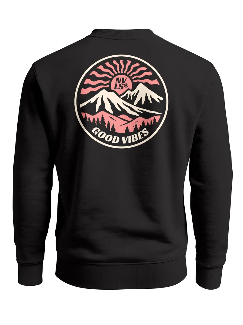 Sweatshirt Herren Pullover Backprint Retro Circle Good Vibes Fashion Streetwear Grafik Print