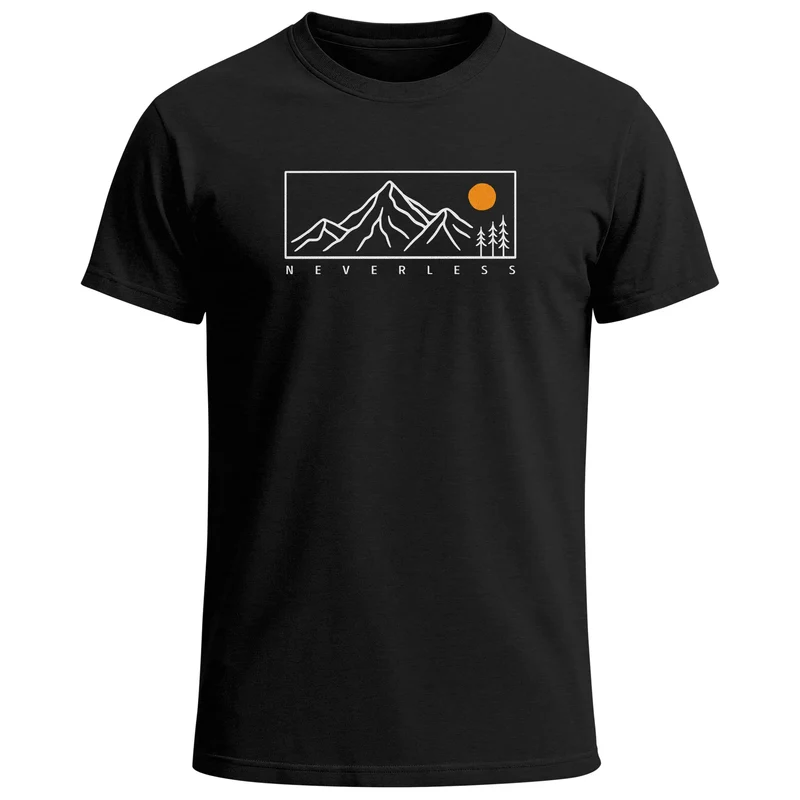 Herren T-Shirt Bergmotiv Landschaftsgrafik Outdoor Illustration Printshirt Fashion Streetstyle
