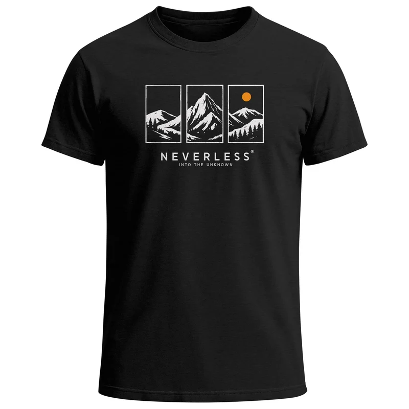 Herren T-Shirt Outdoor Design Berge Statement Into the Unknown Adventure Fashion Streetstyle