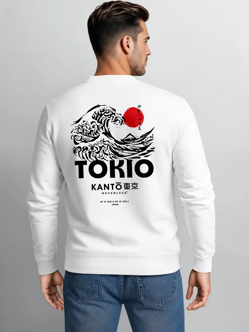 Herren Sweatshirt Tokio Wave Backprint Regular Fit