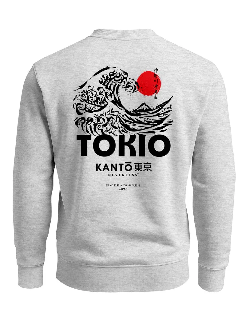 Herren Sweatshirt Tokio Wave Backprint Regular Fit