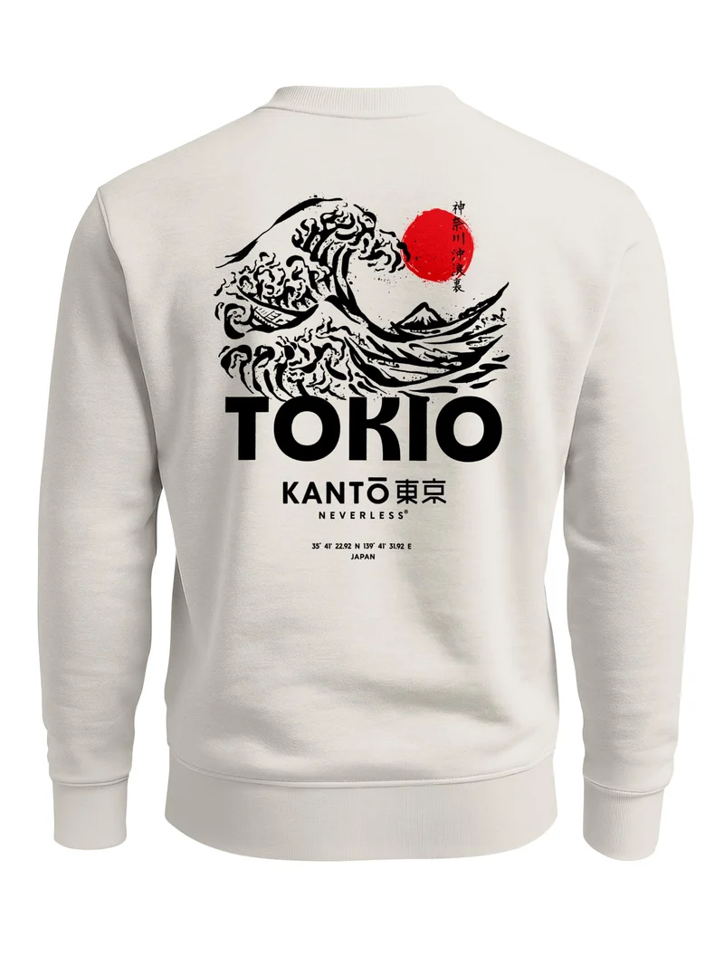 Herren Sweatshirt Tokio Wave Backprint Regular Fit