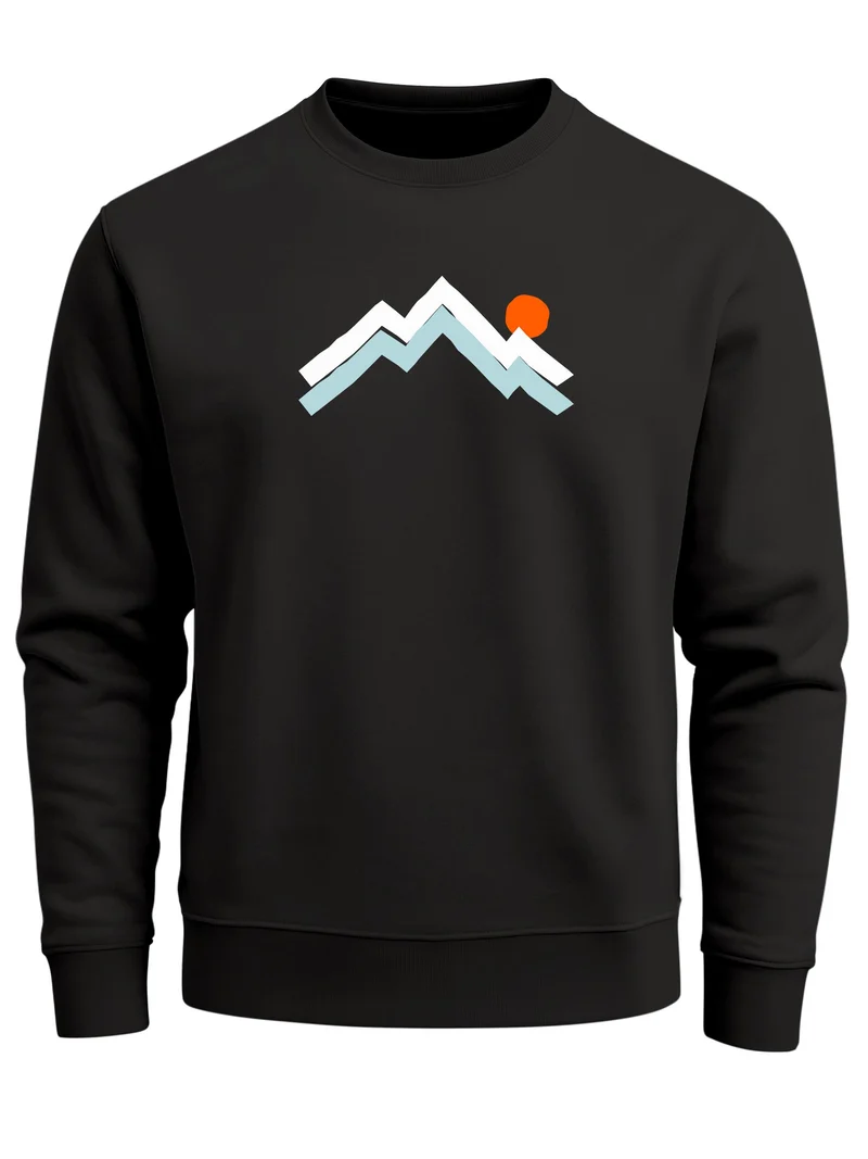 Herren Sweatshirt Berg Sonne Frontprint Regular Fit