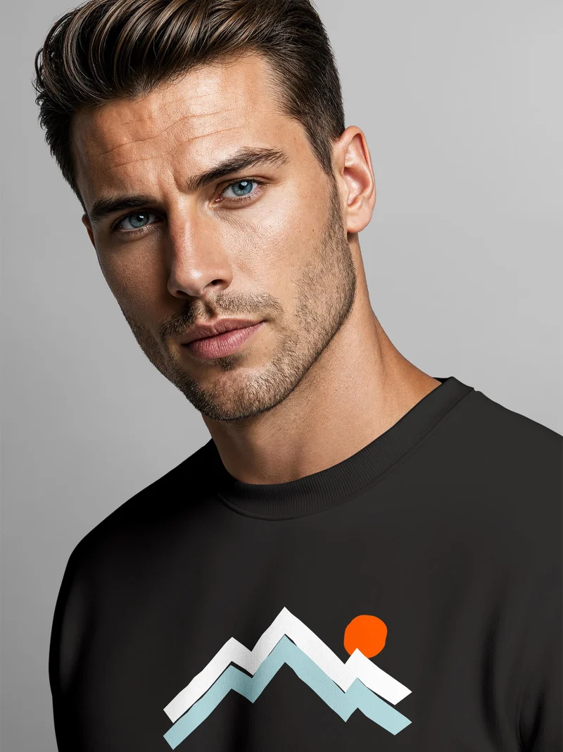 Herren Sweatshirt Berg Sonne Frontprint Regular Fit