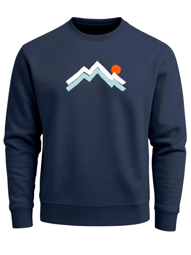 Herren Sweatshirt Berg Sonne Frontprint Regular Fit