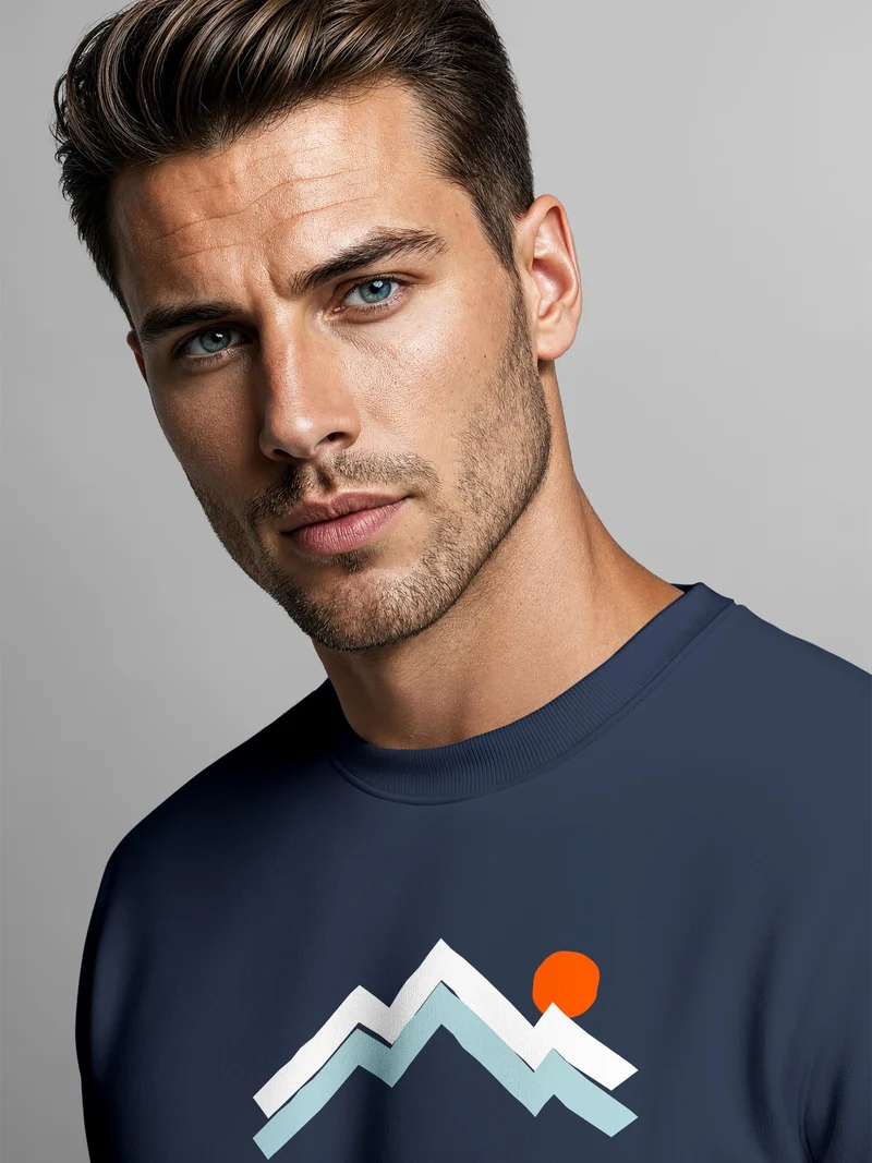 Herren Sweatshirt Berg Sonne Frontprint Regular Fit