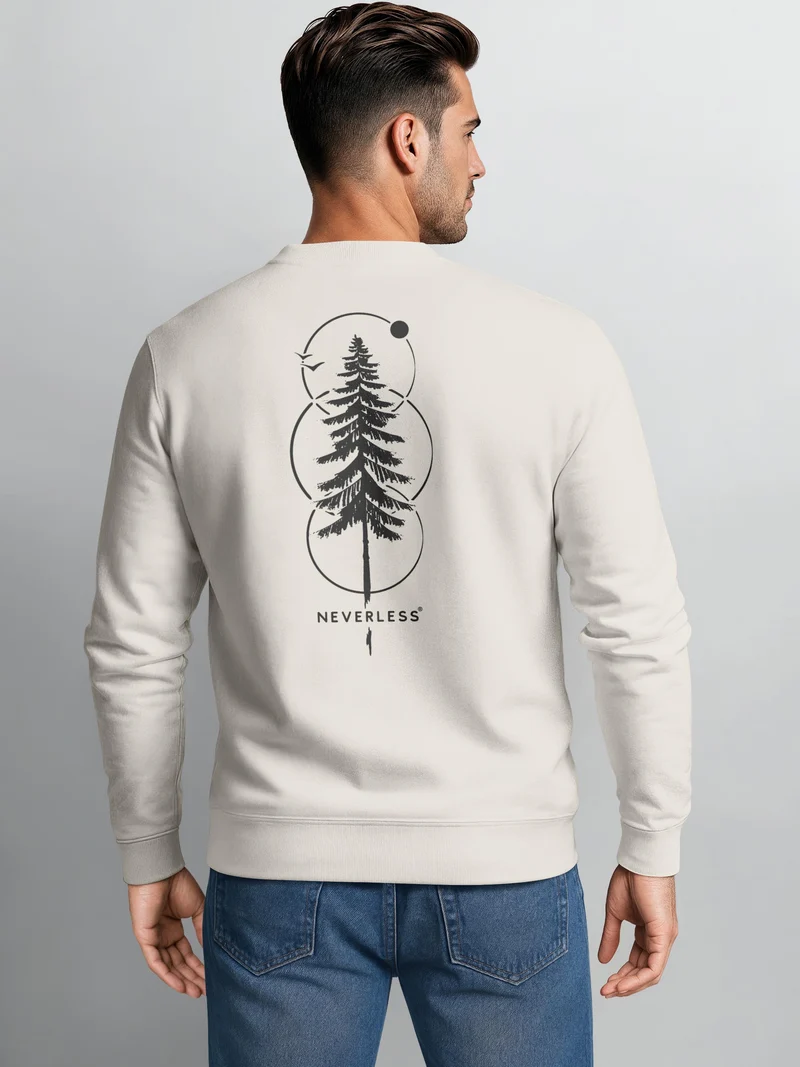 Herren Sweatshirt Baum Circles Backprint Regular Fit