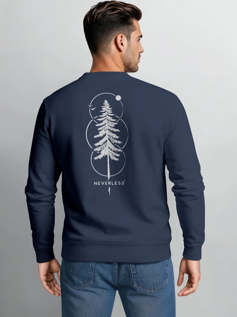 Herren Sweatshirt Baum Circles Backprint Regular Fit
