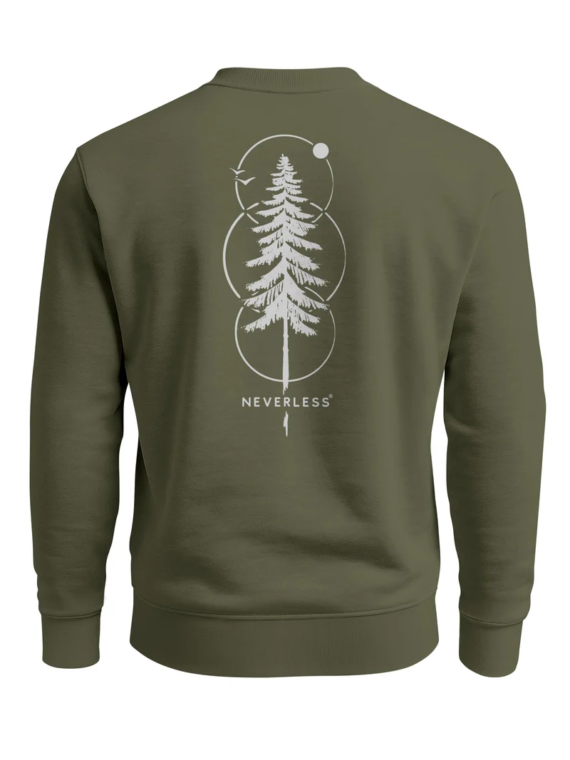 Herren Sweatshirt Baum Circles Backprint Regular Fit