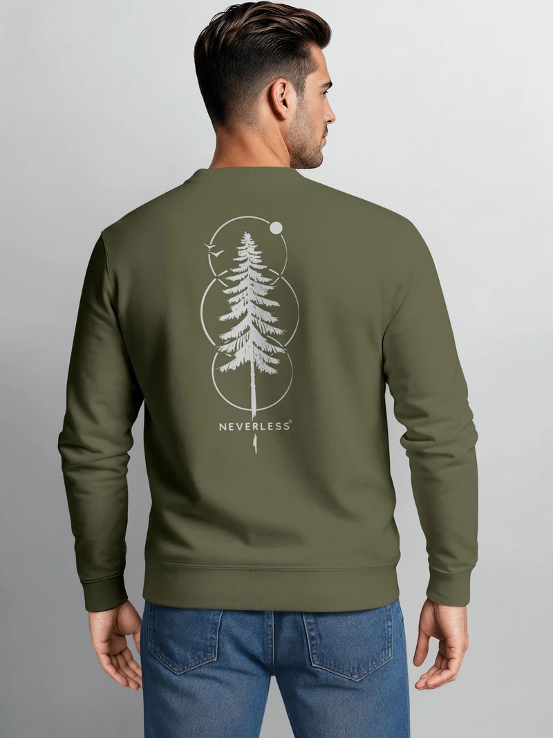 Herren Sweatshirt Baum Circles Backprint Regular Fit