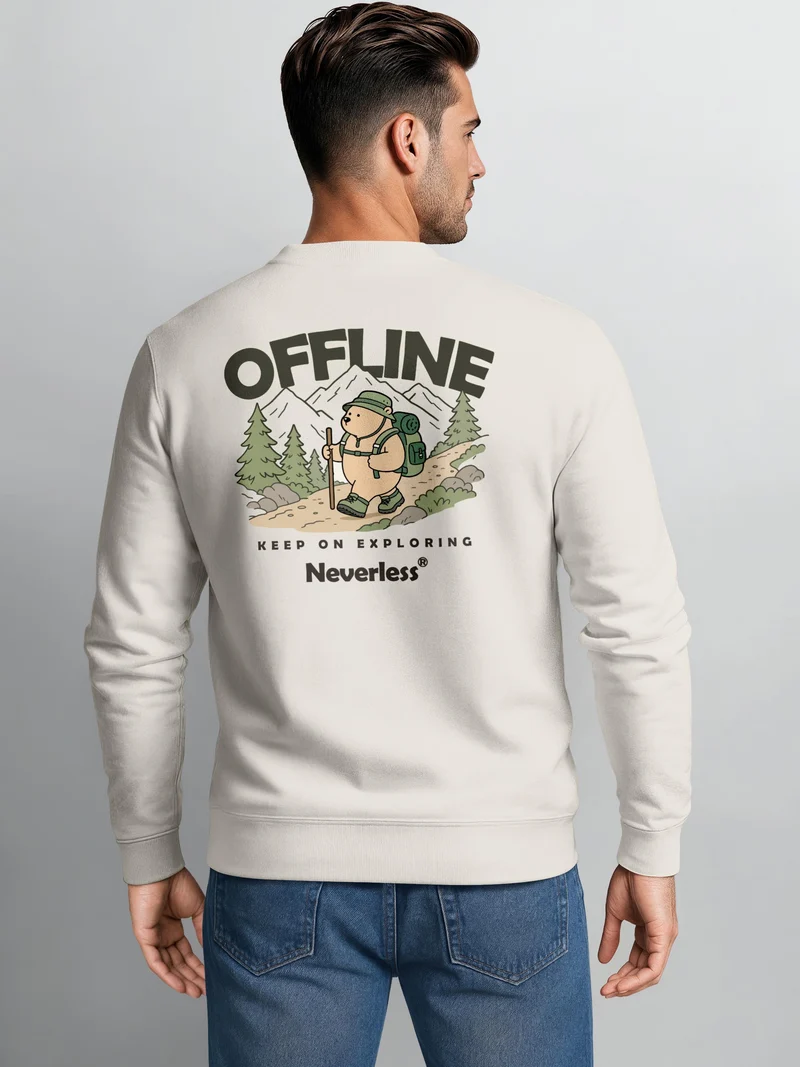Herren Sweatshirt Offline Bear Backprint Regular Fit