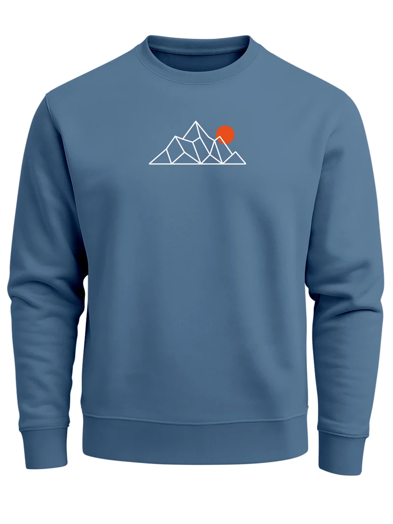 Herren Sweatshirt Berg Polygon Frontprint Regular Fit