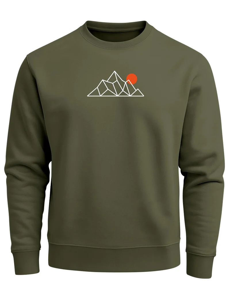 Herren Sweatshirt Berg Polygon Frontprint Regular Fit