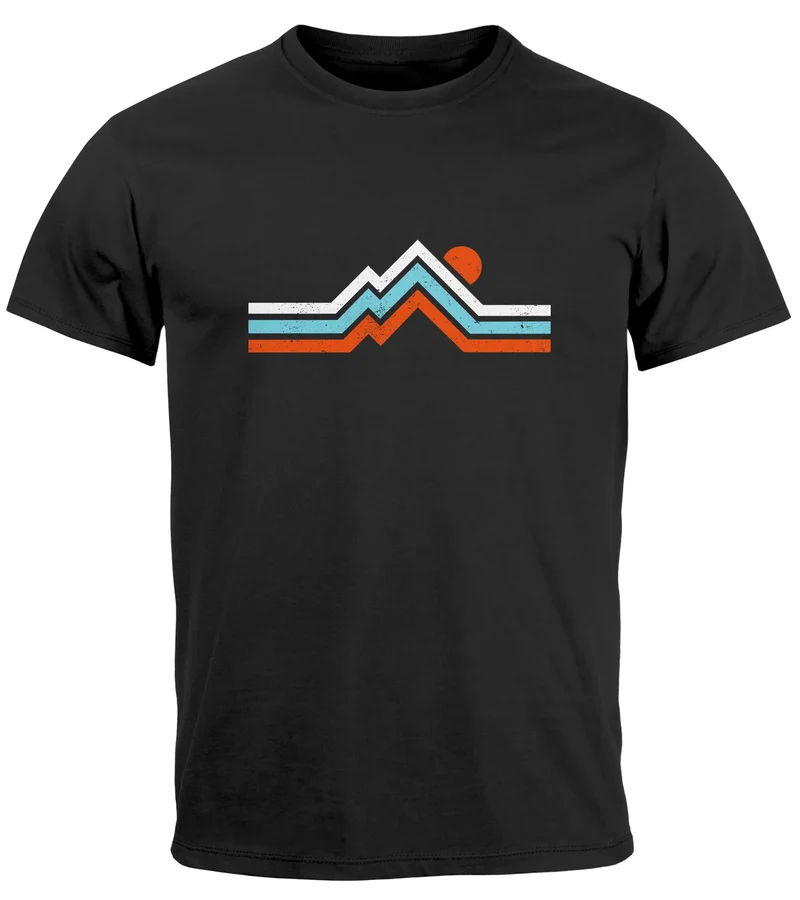 Herren T-Shirt Berge Wandern Bergmotiv Aufdruck Printshirt Gebirge Outdoor Fashion Streetstyle