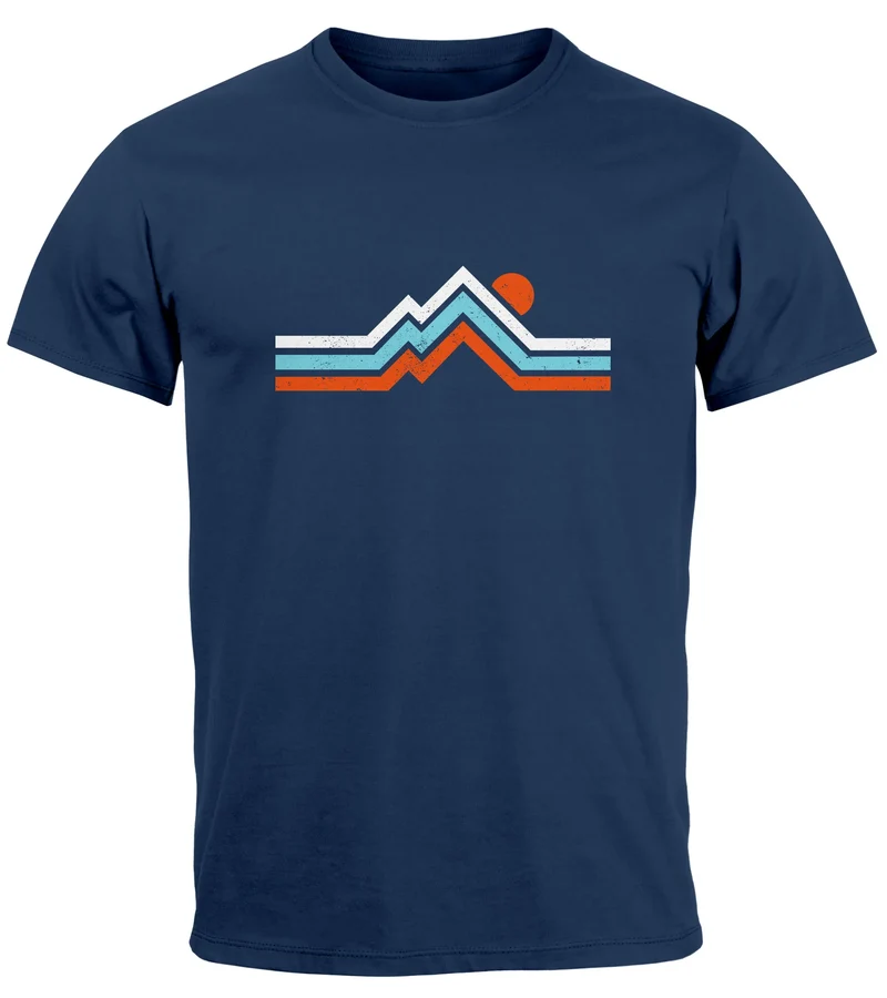Herren T-Shirt Berge Wandern Bergmotiv Aufdruck Printshirt Gebirge Outdoor Fashion Streetstyle