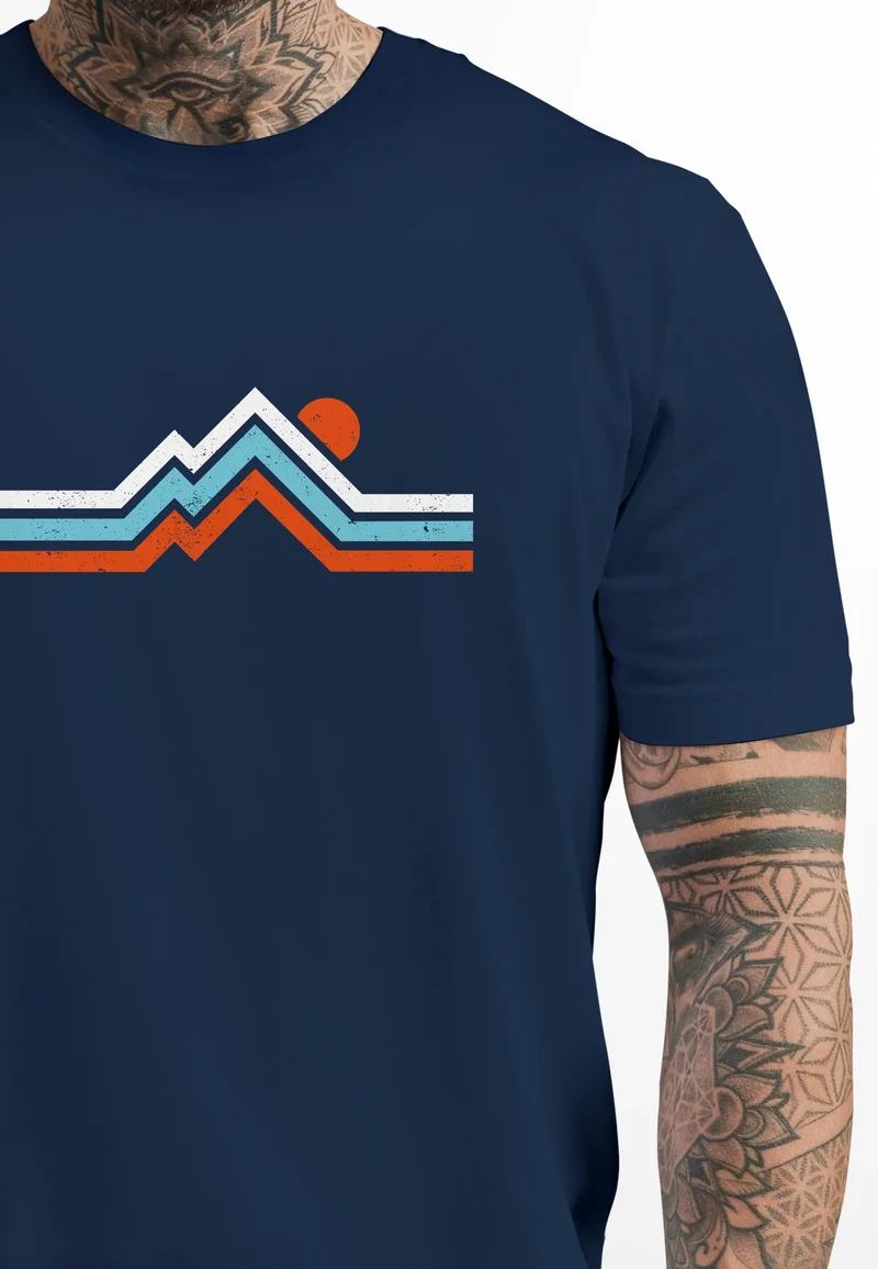 Herren T-Shirt Berge Wandern Bergmotiv Aufdruck Printshirt Gebirge Outdoor Fashion Streetstyle