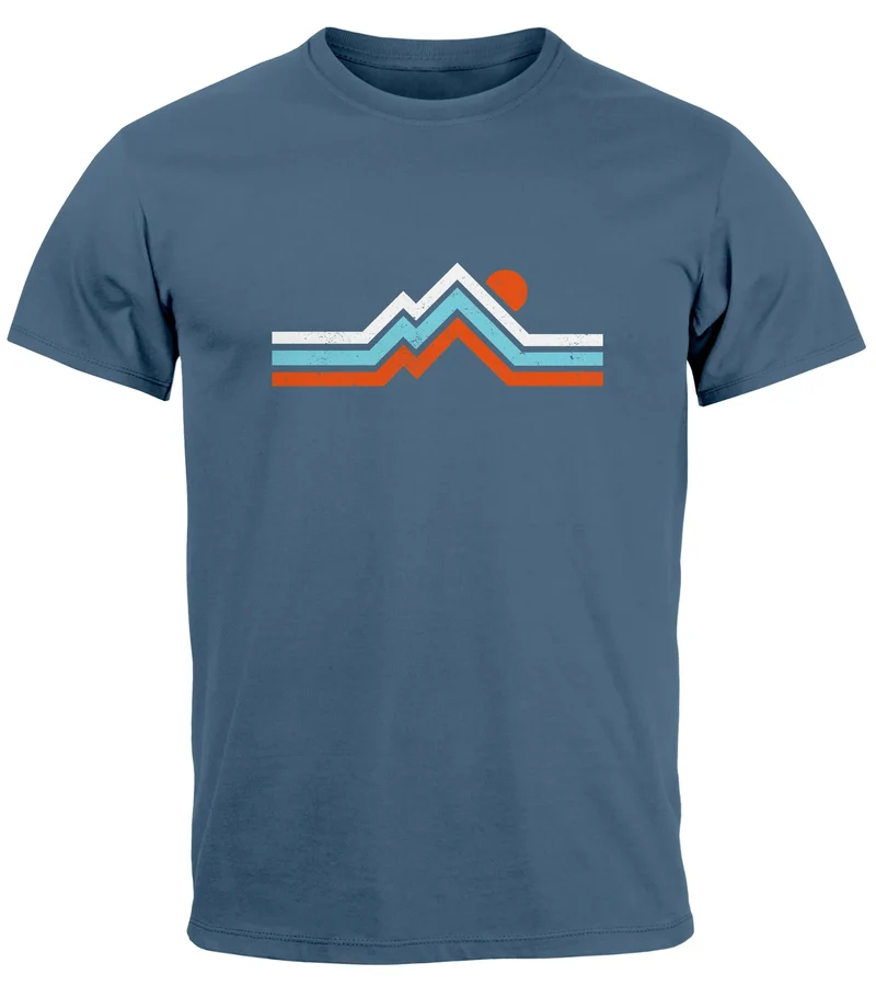 Herren T-Shirt Berge Wandern Bergmotiv Aufdruck Printshirt Gebirge Outdoor Fashion Streetstyle