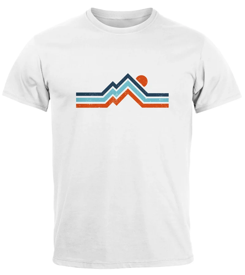 Herren T-Shirt Berge Wandern Bergmotiv Aufdruck Printshirt Gebirge Outdoor Fashion Streetstyle