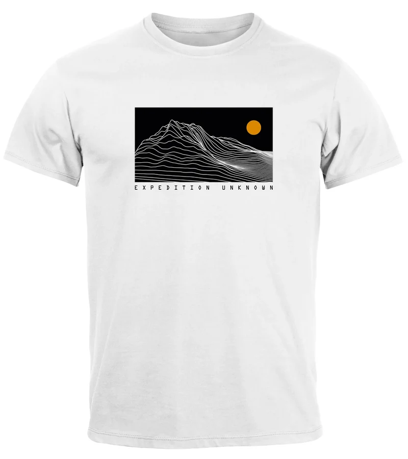 Herren T-Shirt Frontprint Wandern Berge Grafik Schriftzug Outdoor Natur Fashion Streetstyle Printshirt