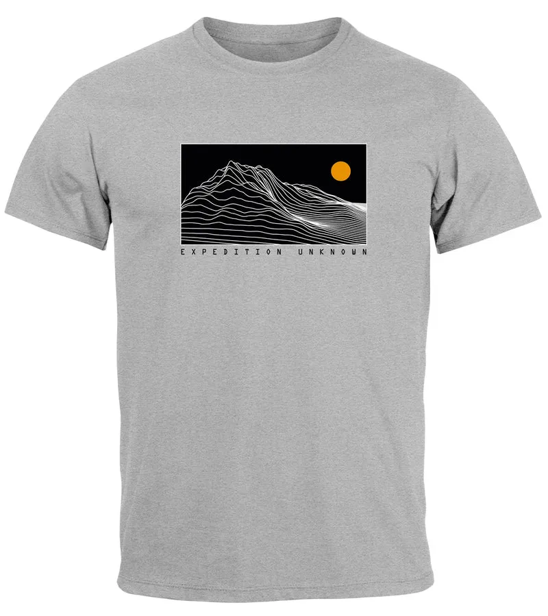 Herren T-Shirt Frontprint Wandern Berge Grafik Schriftzug Outdoor Natur Fashion Streetstyle Printshirt