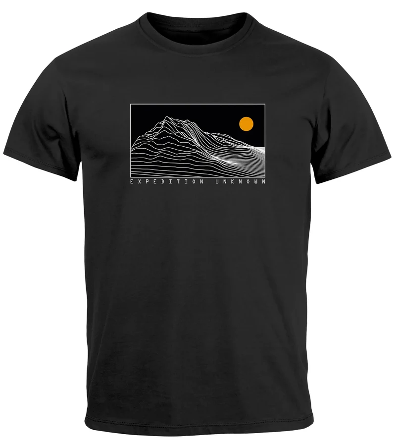 Herren T-Shirt Frontprint Wandern Berge Grafik Schriftzug Outdoor Natur Fashion Streetstyle Printshirt