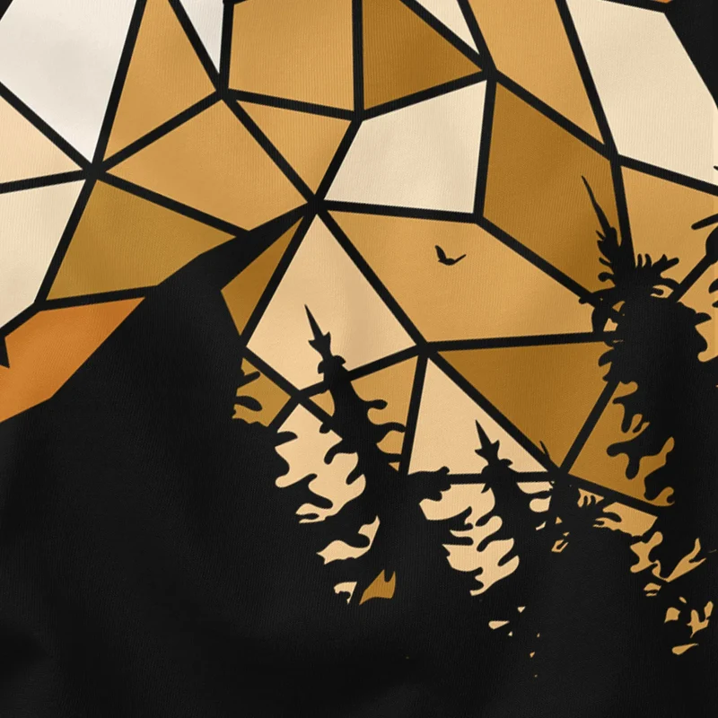 Herren T-Shirt Fashion Polygon Print Luchs Wald Tiere Outdoor Motiv Aufdruck Streetstyle