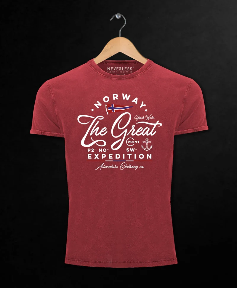 Herren Vintage Shirt Norwegen The Great Expedition Outdoor Adventure Printshirt T-Shirt Aufdruck Used Look