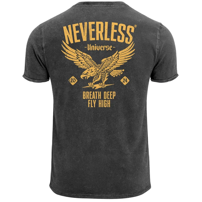 Herren Vintage T-Shirt Backprint Adler Abenteuer Outdoor Wildnis Printshirt T-Shirt Aufdruck Used Look