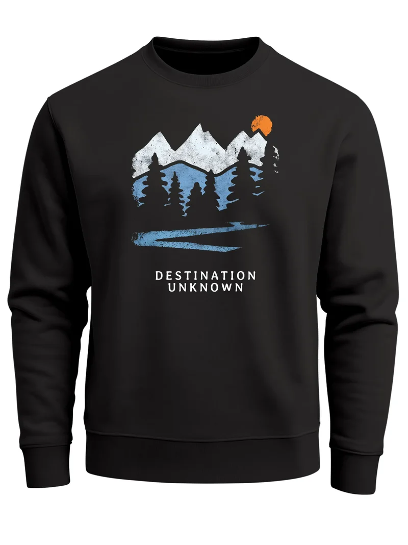 Sweatshirt Herren Frontprint Pullover mit Print Berg-Silhouette Adventure Outdoor Fashion Streetwear