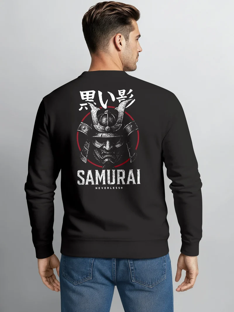 Sweatshirt Herren Japan Design mit Samurai Helm Warrior Streetwear Backprint Fashion Männer