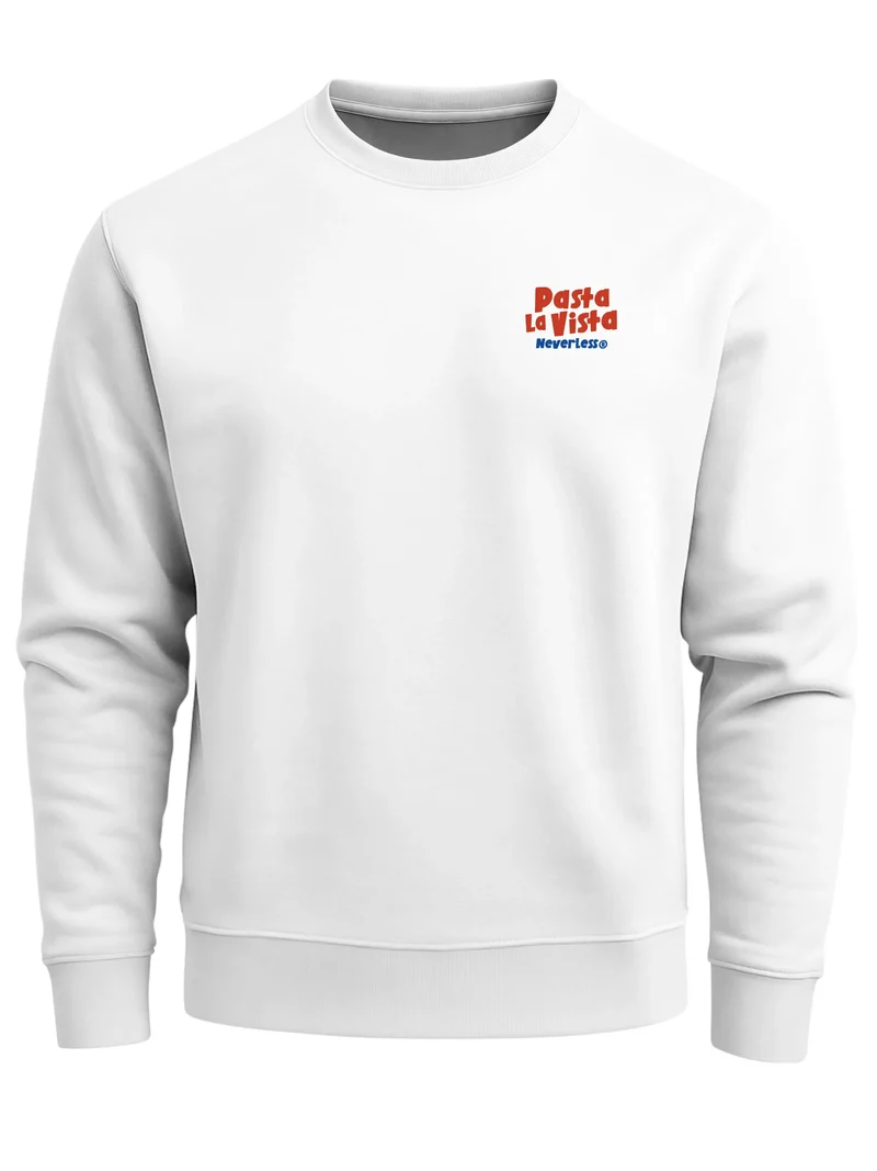 Sweatshirt Herren Pullover mit Backprint Pasta la Vista Pulli Spaghetti Italian Fruit Retro Design Fashion Streetwear