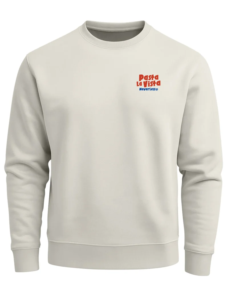 Sweatshirt Herren Pullover mit Backprint Pasta la Vista Pulli Spaghetti Italian Fruit Retro Design Fashion Streetwear
