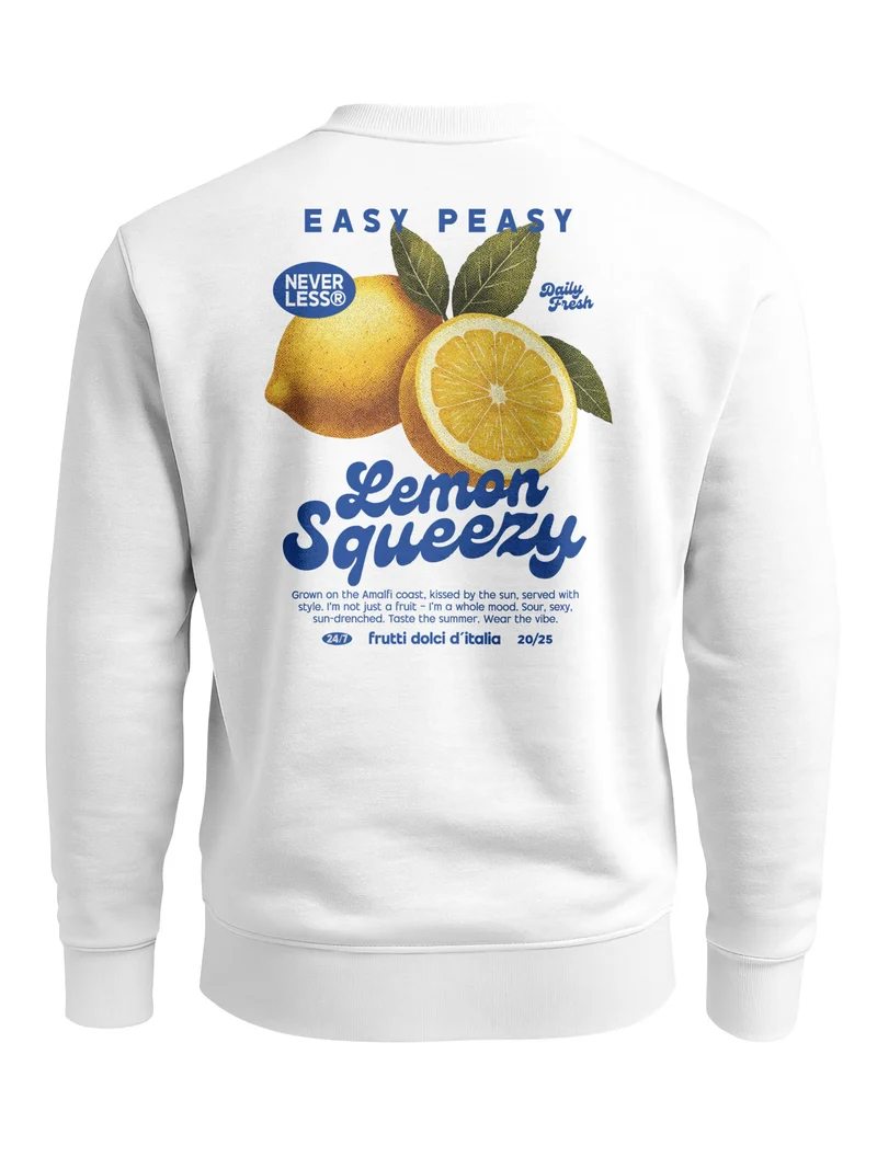 Sweatshirt Herren Pullover mit Backprint Easy Peasy Lemon Squeezy Print Pulli Fashion Streetwear Retro Fruit Style