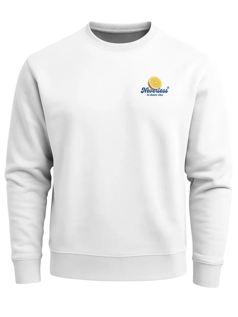 Sweatshirt Herren Pullover mit Backprint Easy Peasy Lemon Squeezy Print Pulli Fashion Streetwear Retro Fruit Style