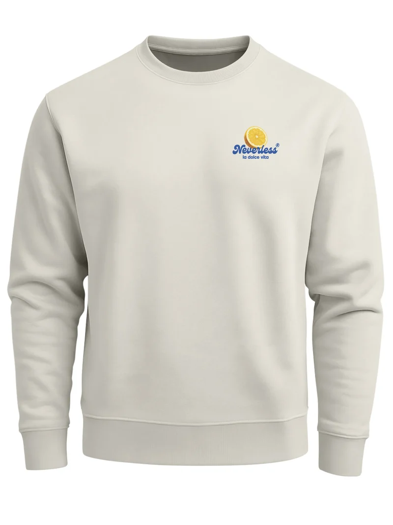 Sweatshirt Herren Pullover mit Backprint Easy Peasy Lemon Squeezy Print Pulli Fashion Streetwear Retro Fruit Style