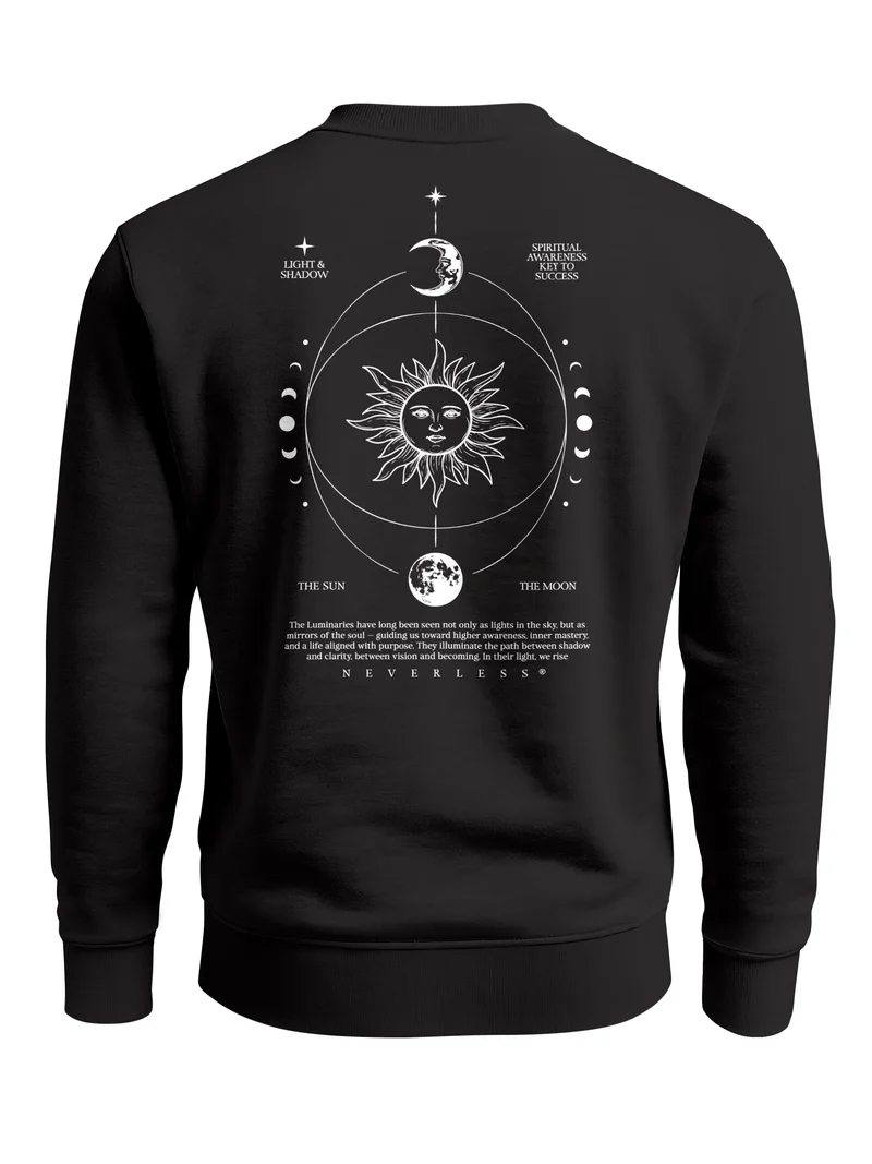 Sweatshirt Herren Pullover mit Backprint Astronomie Sonne-Mond Design Fashion Spiritual Streetwear