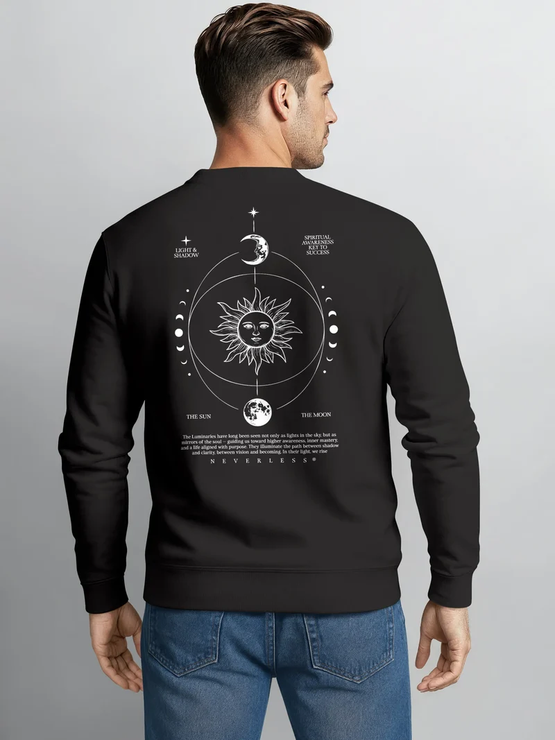 Sweatshirt Herren Pullover mit Backprint Astronomie Sonne-Mond Design Fashion Spiritual Streetwear