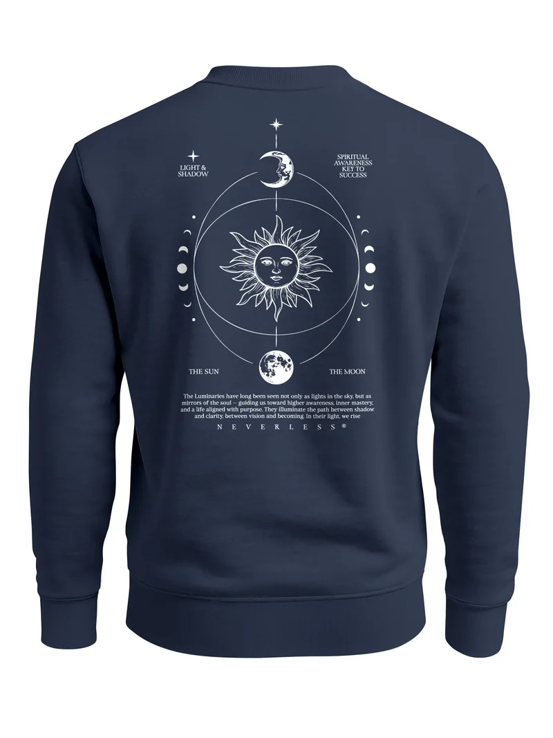 Sweatshirt Herren Pullover mit Backprint Astronomie Sonne-Mond Design Fashion Spiritual Streetwear