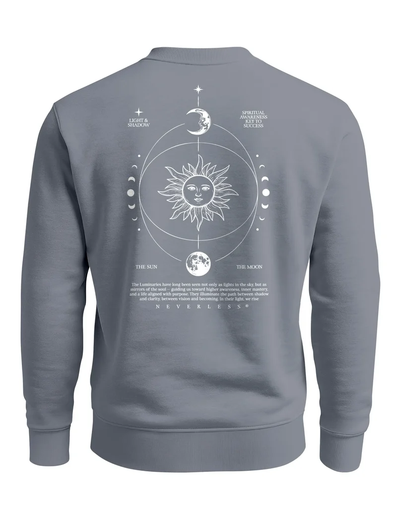 Sweatshirt Herren Pullover mit Backprint Astronomie Sonne-Mond Design Fashion Spiritual Streetwear