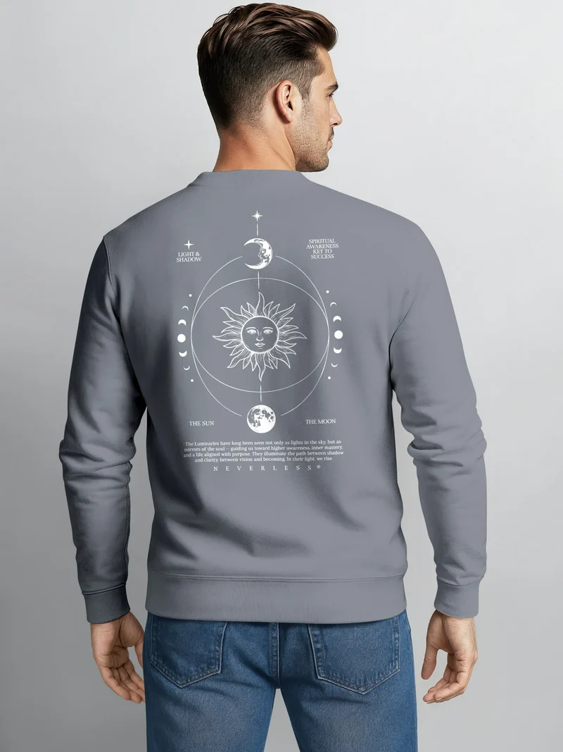 Sweatshirt Herren Pullover mit Backprint Astronomie Sonne-Mond Design Fashion Spiritual Streetwear