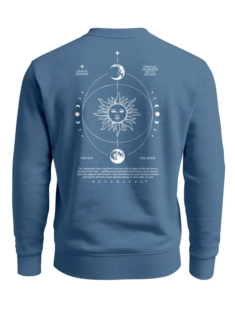 Sweatshirt Herren Pullover mit Backprint Astronomie Sonne-Mond Design Fashion Spiritual Streetwear