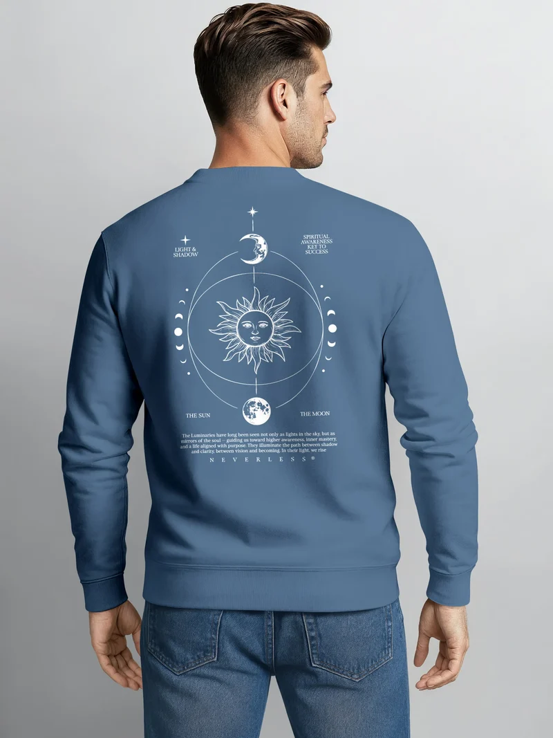 Sweatshirt Herren Pullover mit Backprint Astronomie Sonne-Mond Design Fashion Spiritual Streetwear