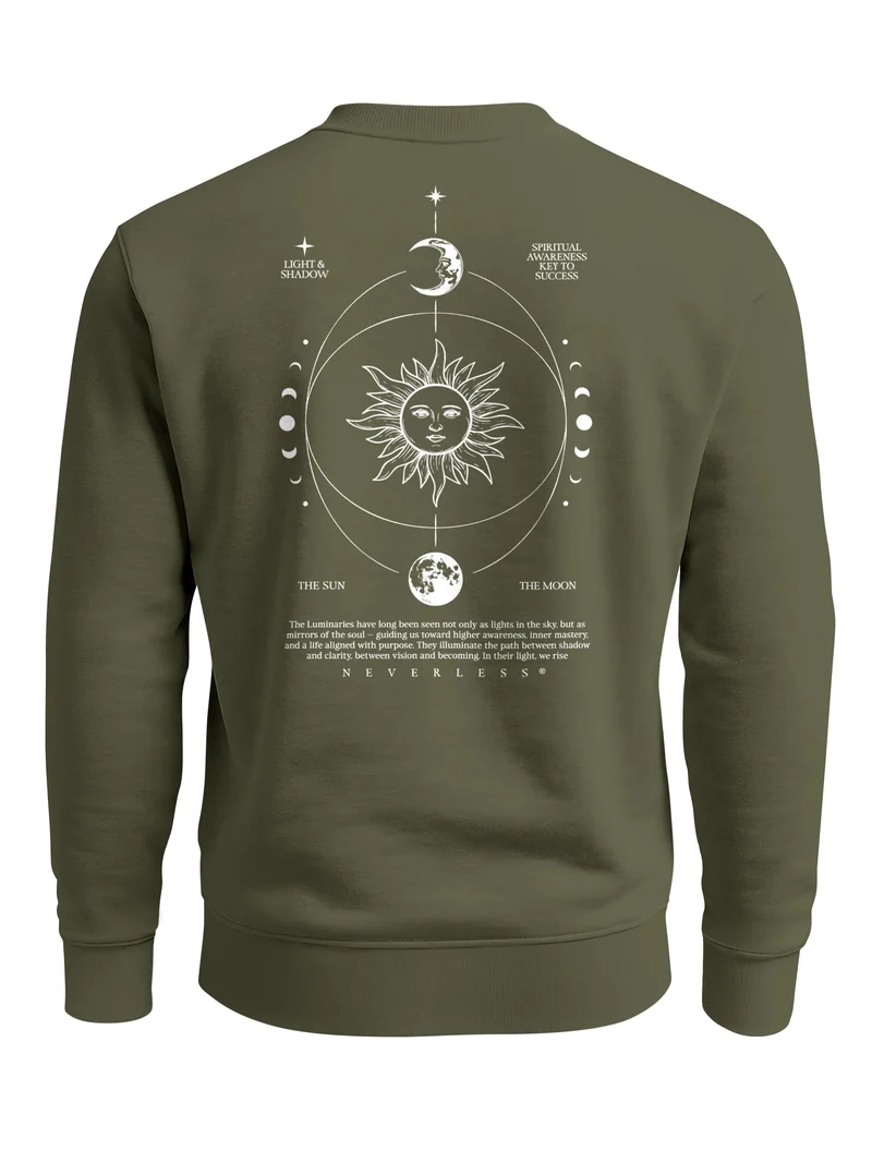 Sweatshirt Herren Pullover mit Backprint Astronomie Sonne-Mond Design Fashion Spiritual Streetwear