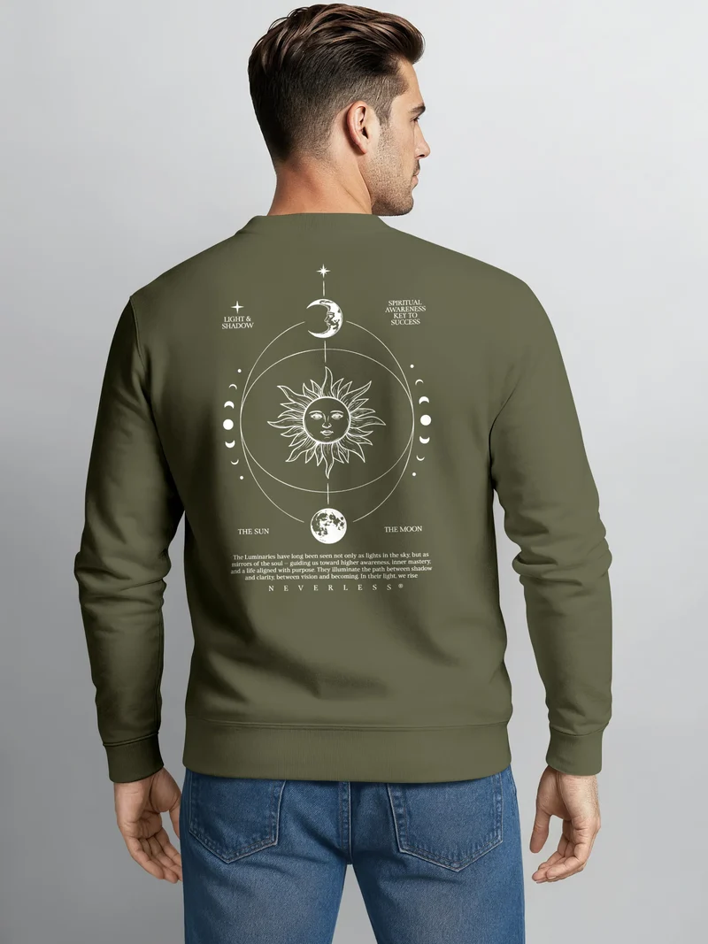 Sweatshirt Herren Pullover mit Backprint Astronomie Sonne-Mond Design Fashion Spiritual Streetwear