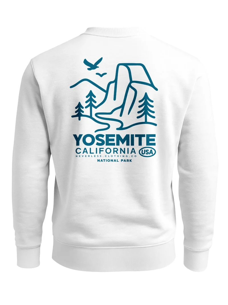Sweatshirt Herren Pullover mit Backprint Yosemite California Naturmotiv National Park Graphic Outdoor Fashion Streetwear