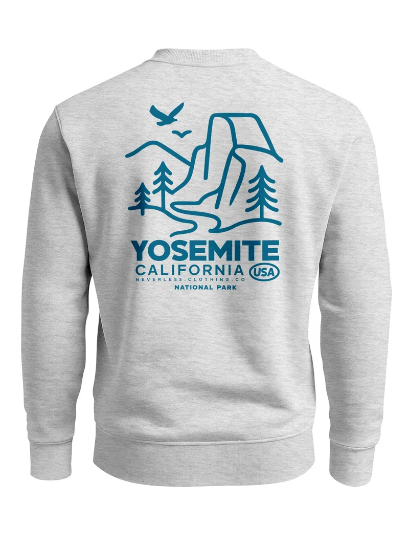 Sweatshirt Herren Pullover mit Backprint Yosemite California Naturmotiv National Park Graphic Outdoor Fashion Streetwear