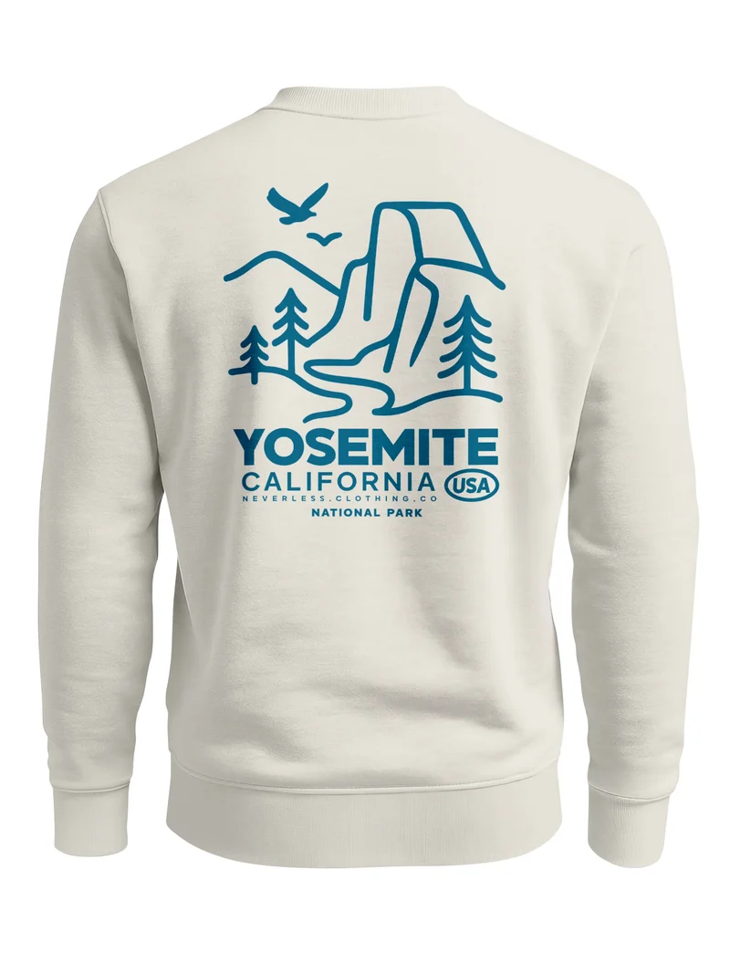 Sweatshirt Herren Pullover mit Backprint Yosemite California Naturmotiv National Park Graphic Outdoor Fashion Streetwear