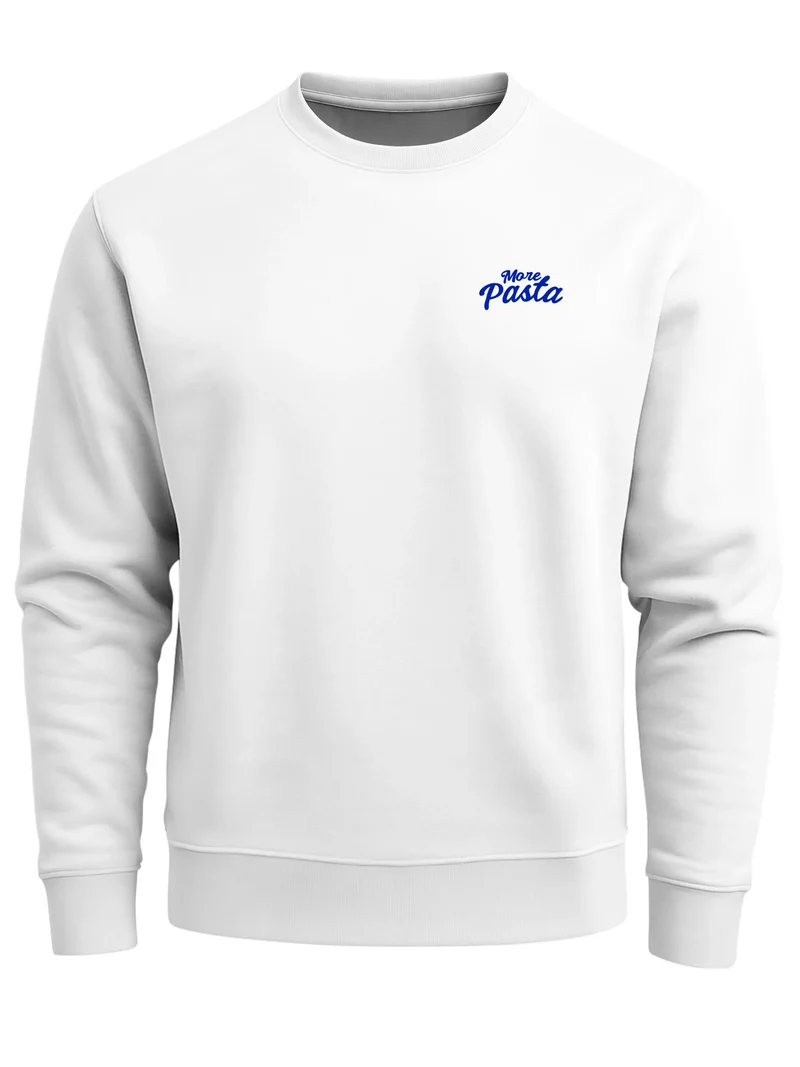 Sweatshirt Herren Pullover mit Backprint More Pasta Less Disaster Nudel Design Retro Fashion Streetwear